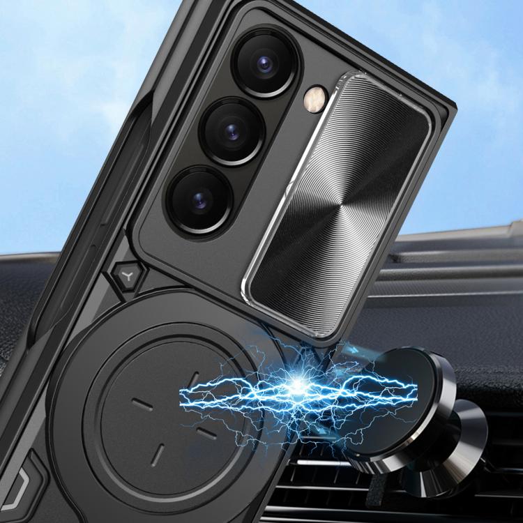For Samsung Galaxy Z Fold7 CD Texture Sliding Camshield Magnetic Holder Phone Case
