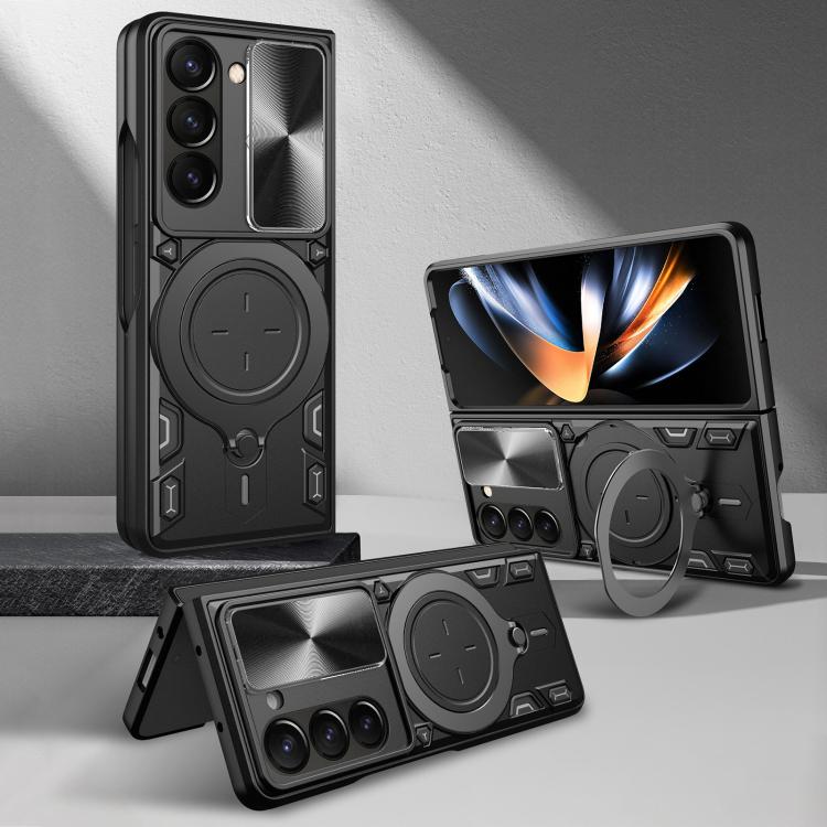 For Samsung Galaxy Z Fold7 CD Texture Sliding Camshield Magnetic Holder Phone Case