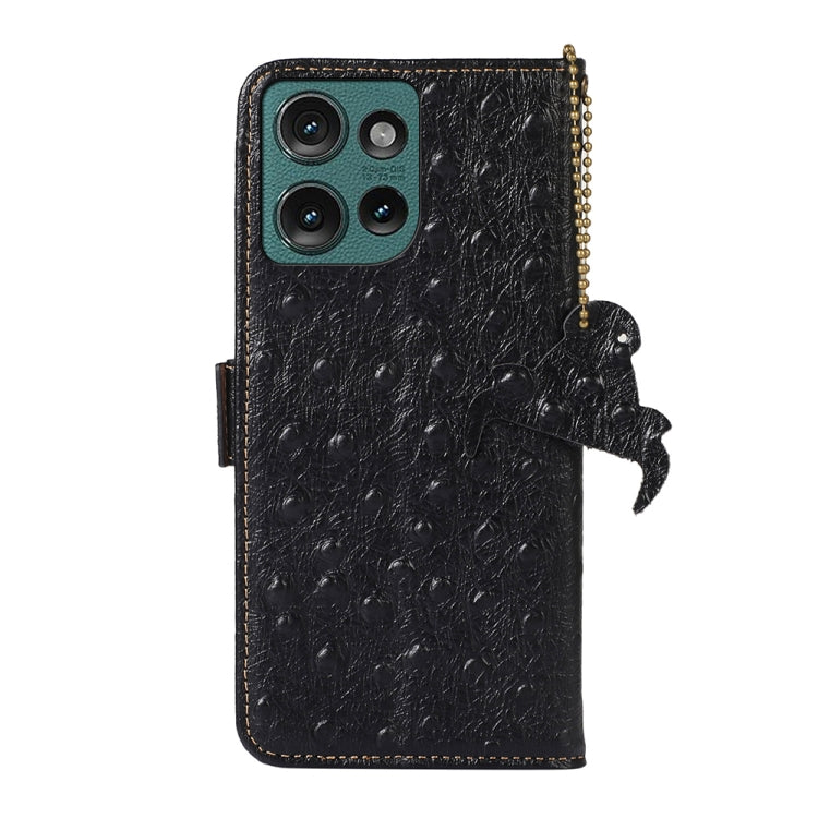 For Motorola Edge 50 Neo Ostrich Pattern Genuine Leather RFID Phone Case