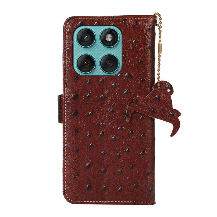 For Motorola Edge 60 Fusion Ostrich Pattern Genuine Leather RFID Phone Case
