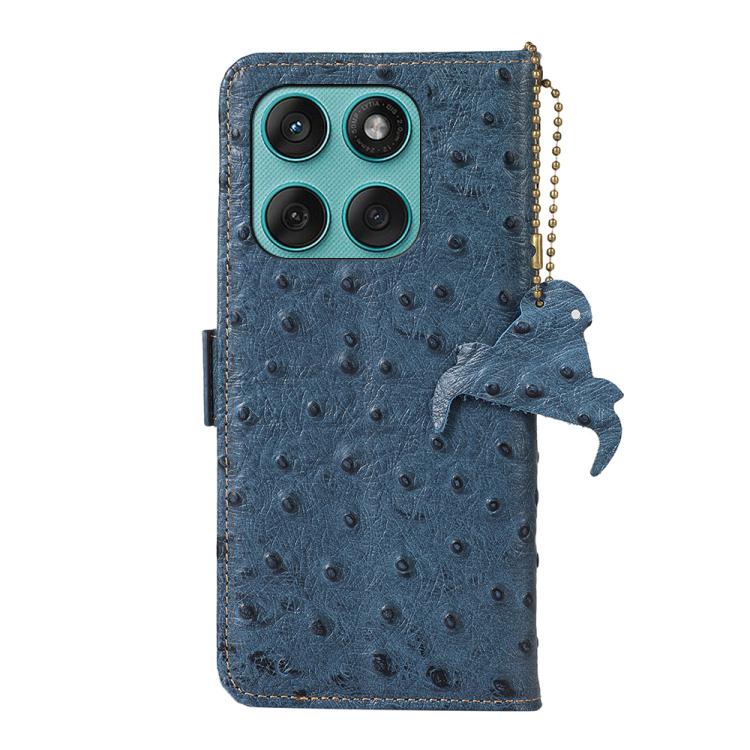 For Motorola Edge 60 Fusion Ostrich Pattern Genuine Leather RFID Phone Case