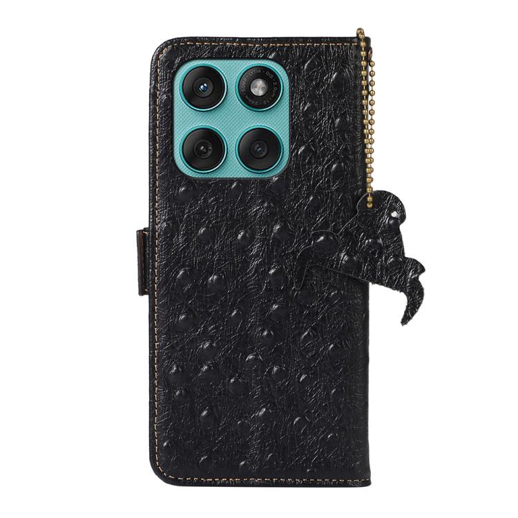 For Motorola Edge 60 Fusion Ostrich Pattern Genuine Leather RFID Phone Case