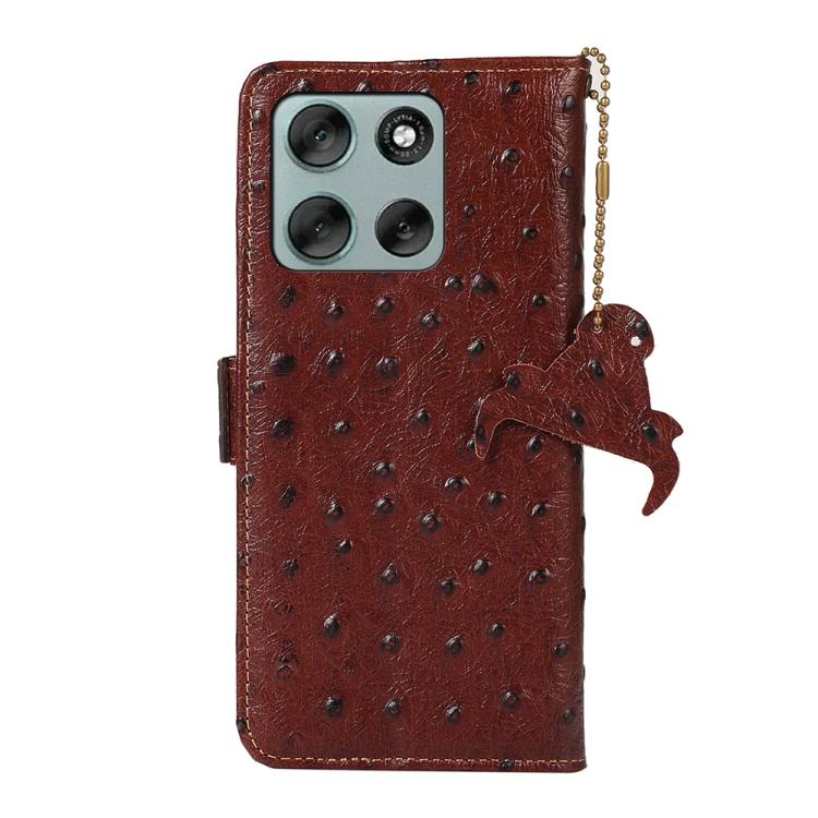 For Motorola Moto G56 5G Ostrich Pattern Genuine Leather RFID Phone Case