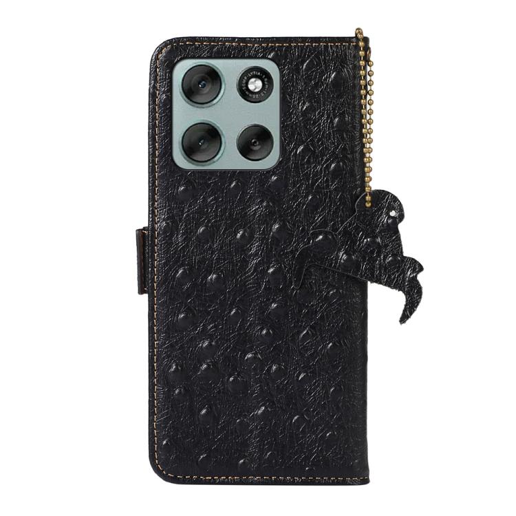 For Motorola Moto G56 5G Ostrich Pattern Genuine Leather RFID Phone Case