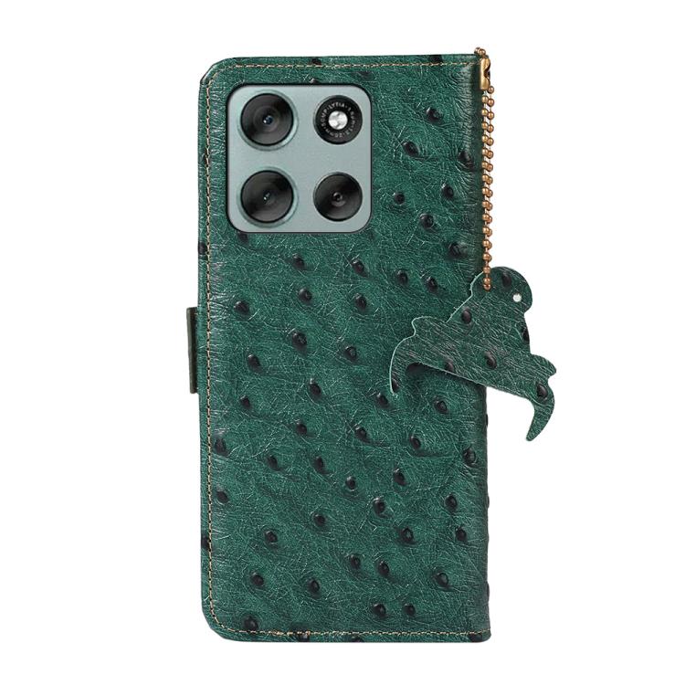 For Motorola Moto G56 5G Ostrich Pattern Genuine Leather RFID Phone Case