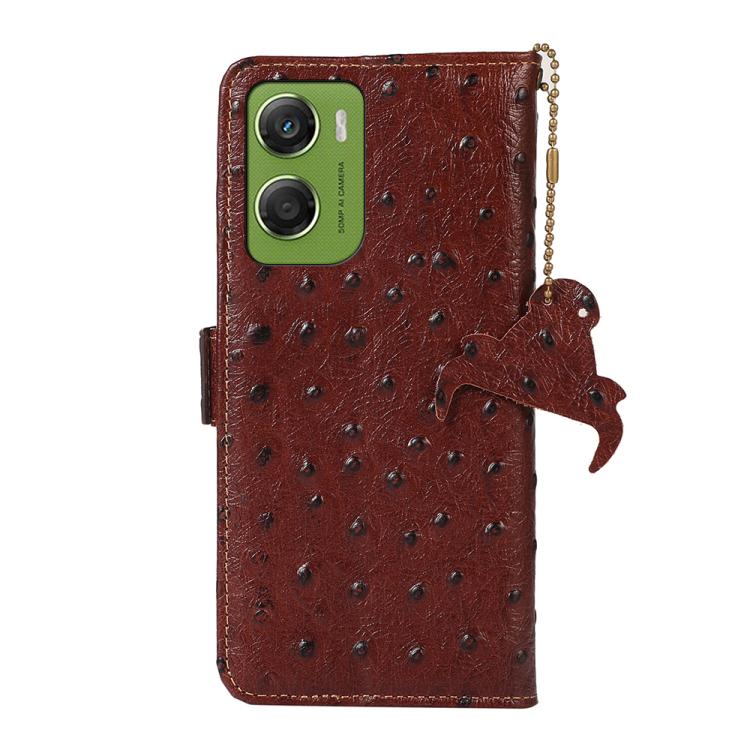 For Motorola Moto G06 4G Ostrich Pattern Genuine Leather RFID Phone Case