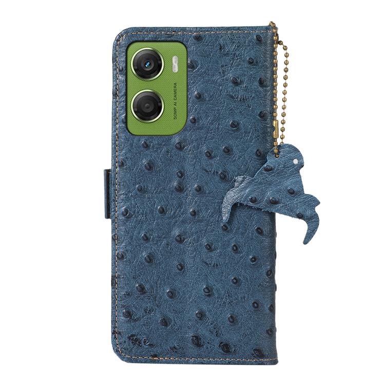 For Motorola Moto G06 4G Ostrich Pattern Genuine Leather RFID Phone Case