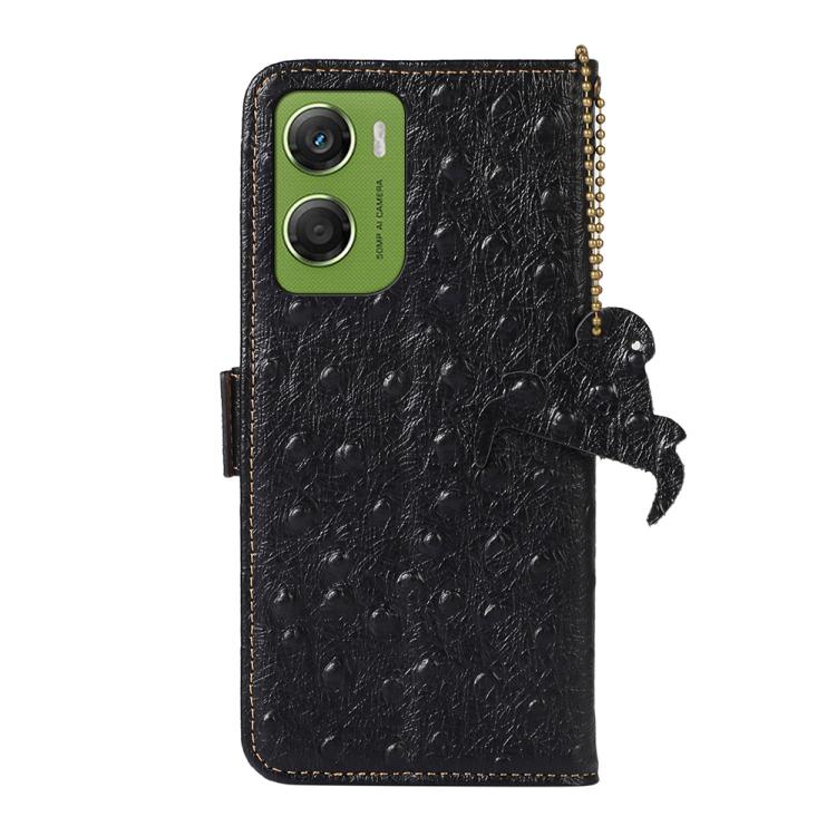 For Motorola Moto G06 4G Ostrich Pattern Genuine Leather RFID Phone Case