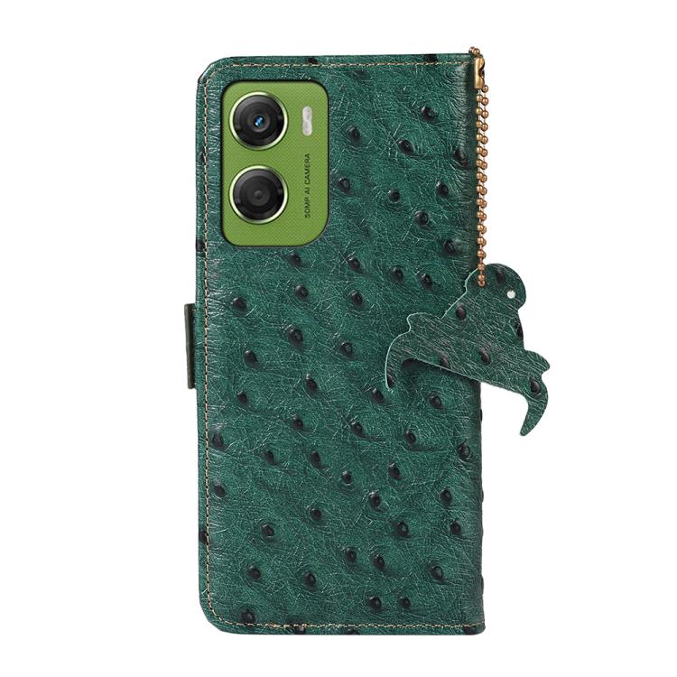 For Motorola Moto G06 4G Ostrich Pattern Genuine Leather RFID Phone Case