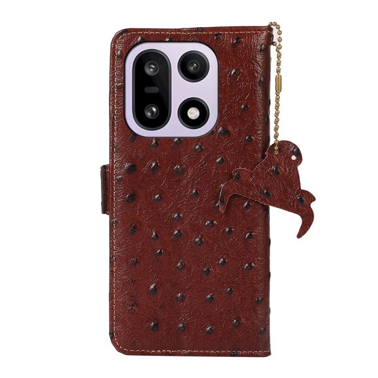 For OnePlus 15 Ostrich Pattern Genuine Leather RFID Phone Case