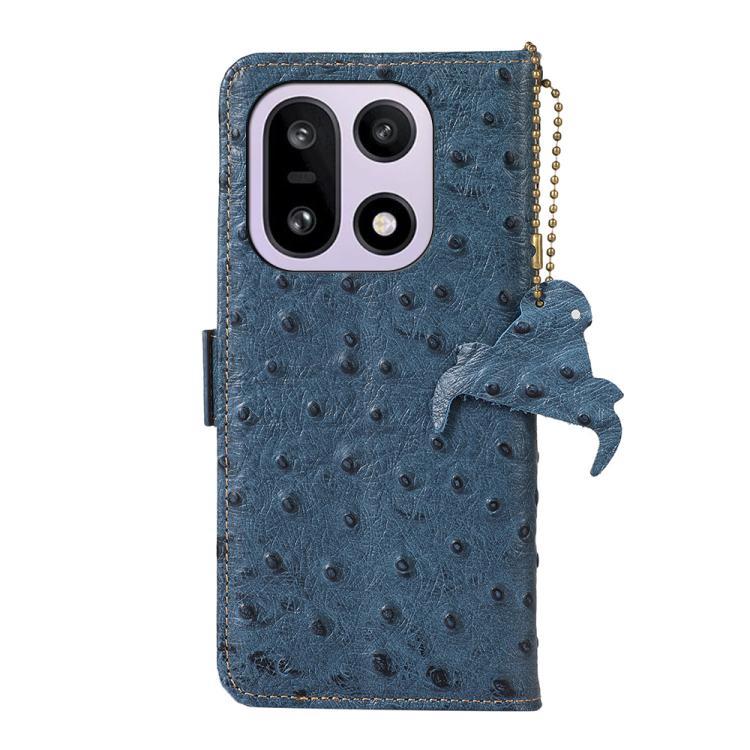 For OnePlus 15 Ostrich Pattern Genuine Leather RFID Phone Case