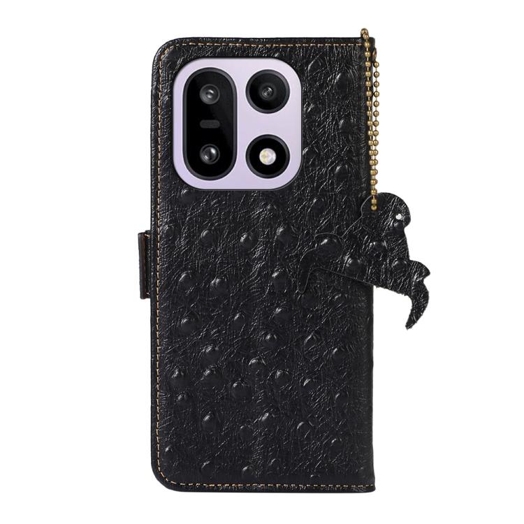 For OnePlus 15 Ostrich Pattern Genuine Leather RFID Phone Case