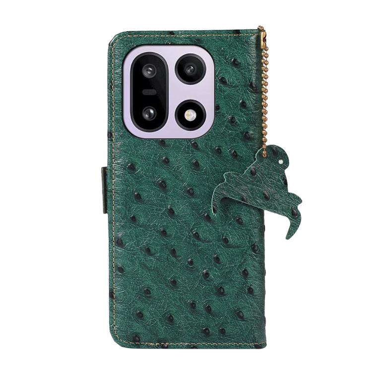 For OnePlus 15 Ostrich Pattern Genuine Leather RFID Phone Case
