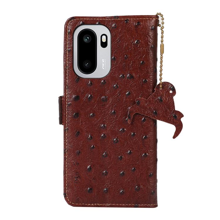 For OnePlus 15R 5G/Ace 6/Ace 6T 5G Ostrich Pattern Genuine Leather RFID Phone Case