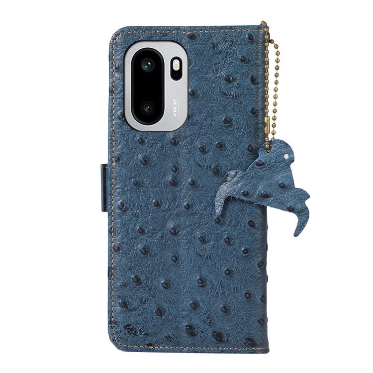 For OnePlus 15R 5G/Ace 6/Ace 6T 5G Ostrich Pattern Genuine Leather RFID Phone Case