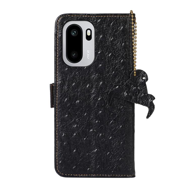 For OnePlus 15R 5G/Ace 6/Ace 6T 5G Ostrich Pattern Genuine Leather RFID Phone Case