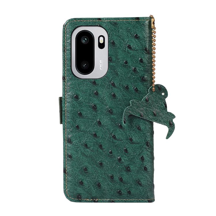 For OnePlus 15R 5G/Ace 6/Ace 6T 5G Ostrich Pattern Genuine Leather RFID Phone Case