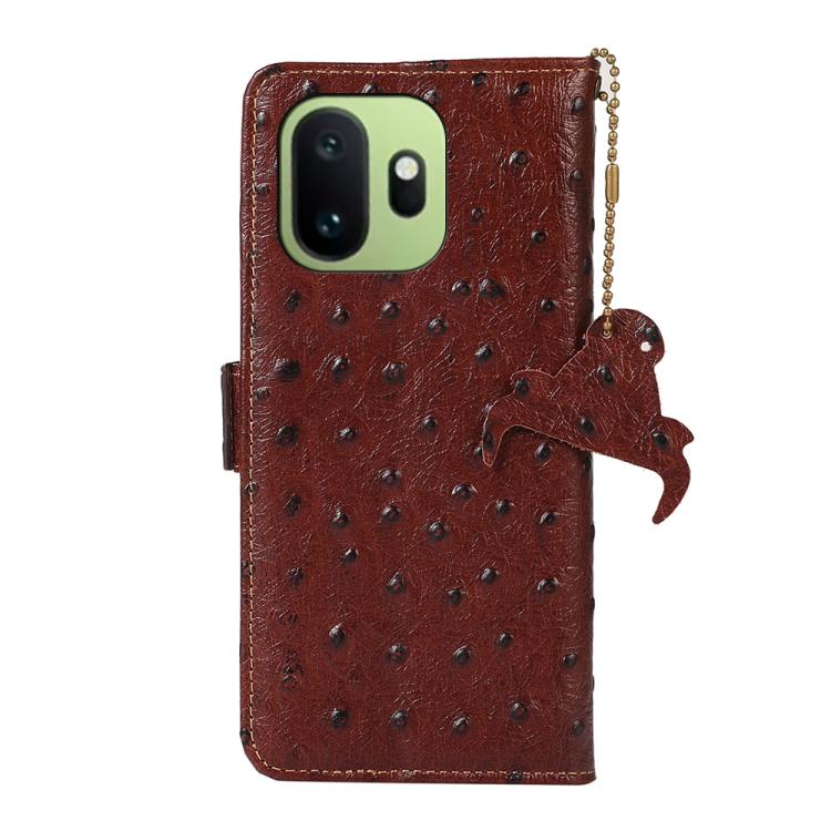 For OnePlus 15T Ostrich Pattern Genuine Leather RFID Phone Case
