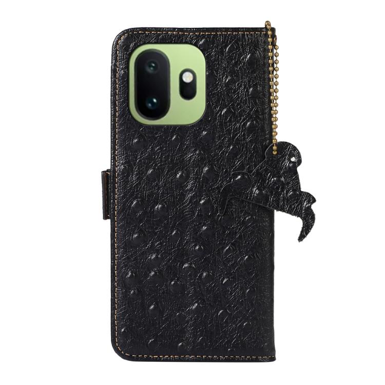 For OnePlus 15T Ostrich Pattern Genuine Leather RFID Phone Case