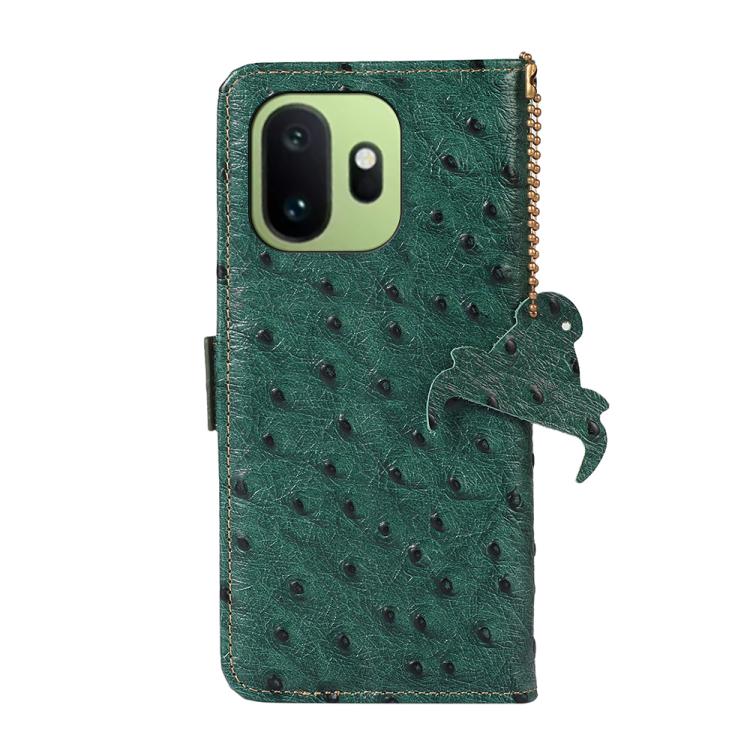 For OnePlus 15T Ostrich Pattern Genuine Leather RFID Phone Case
