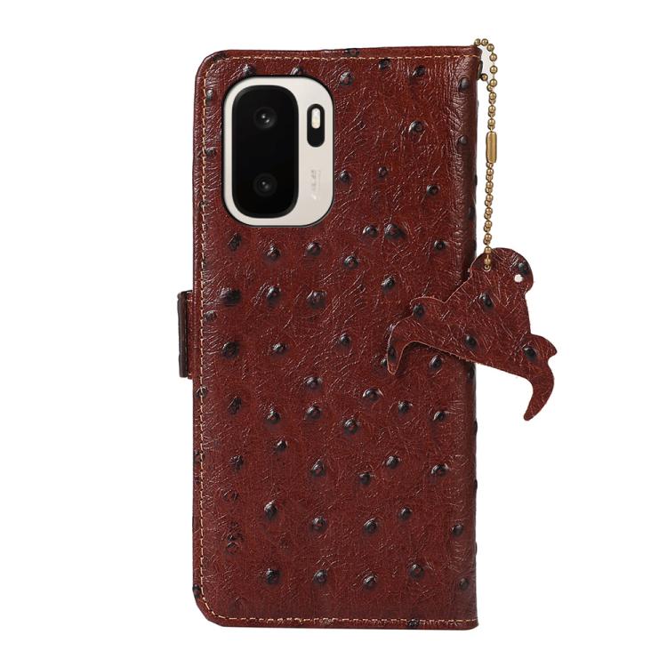 For OnePlus Ace 6 Ultra Ostrich Pattern Genuine Leather RFID Phone Case