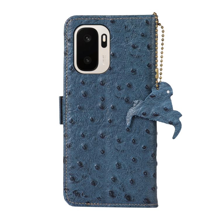 For OnePlus Ace 6 Ultra Ostrich Pattern Genuine Leather RFID Phone Case