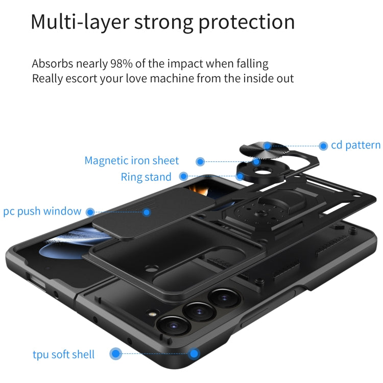 For Samsung Galaxy Z Fold5 Sliding Camera Cover Design TPU+PC Phone Case
