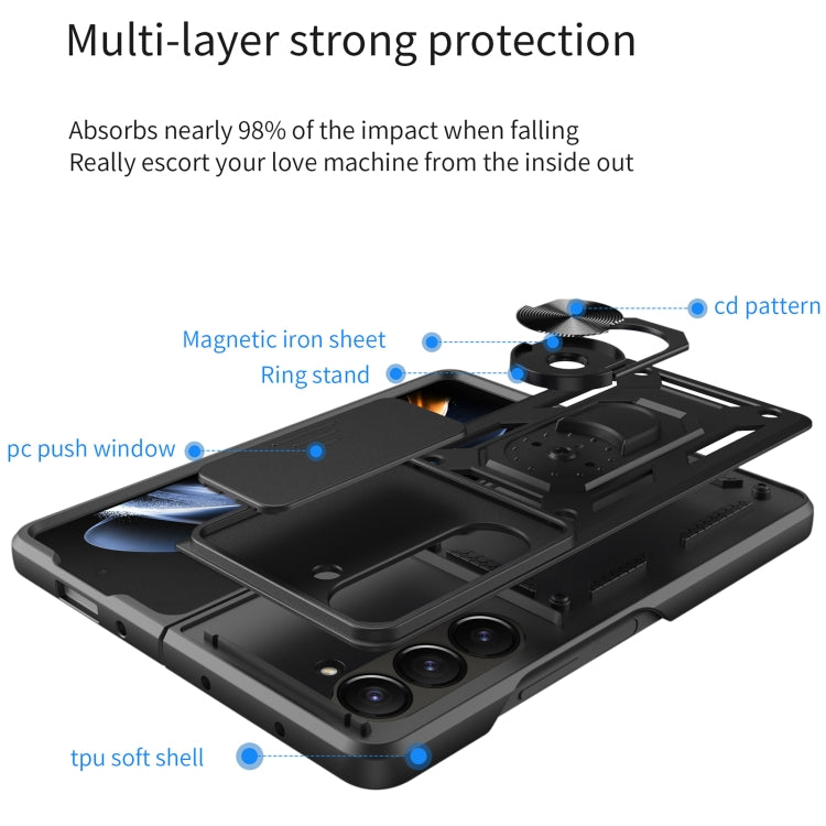 For Samsung Galaxy Z Fold6 Sliding Camera Cover Design TPU+PC Phone Case