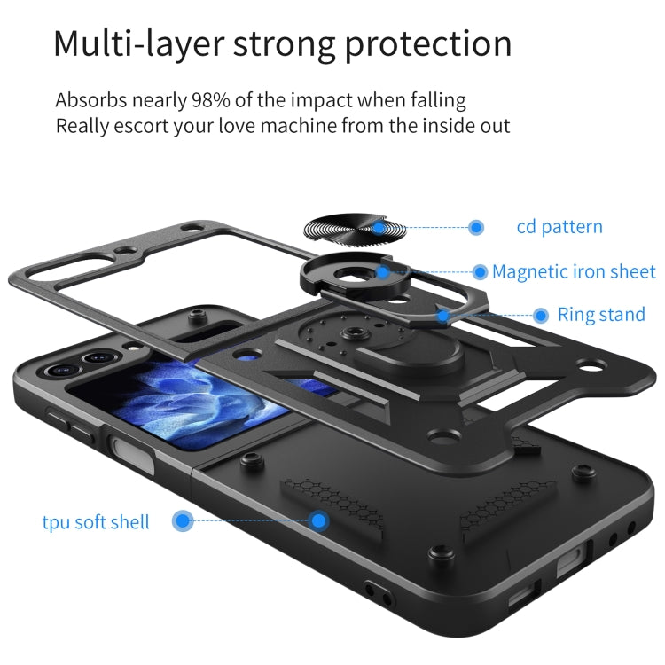 For Samsung Galaxy Z Flip6 Armor Magnetic Bracket TPU+PC Phone Case