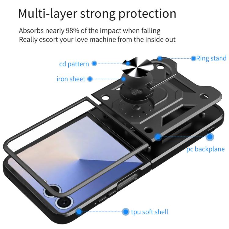 For Samsung Galaxy Z Flip8 5G Armor Magnetic Bracket TPU+PC Phone Case