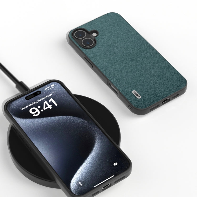 For iPhone 16 ABEEL Genuine Leather Luolai Series Phone Case