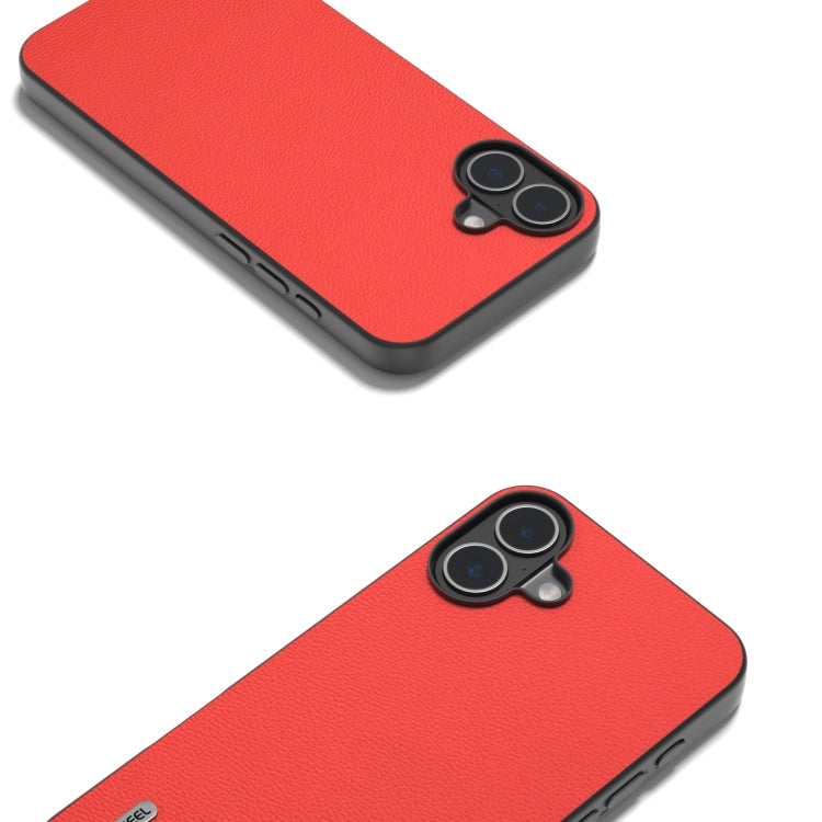 For iPhone 16 Plus ABEEL Genuine Leather Luolai Series Phone Case