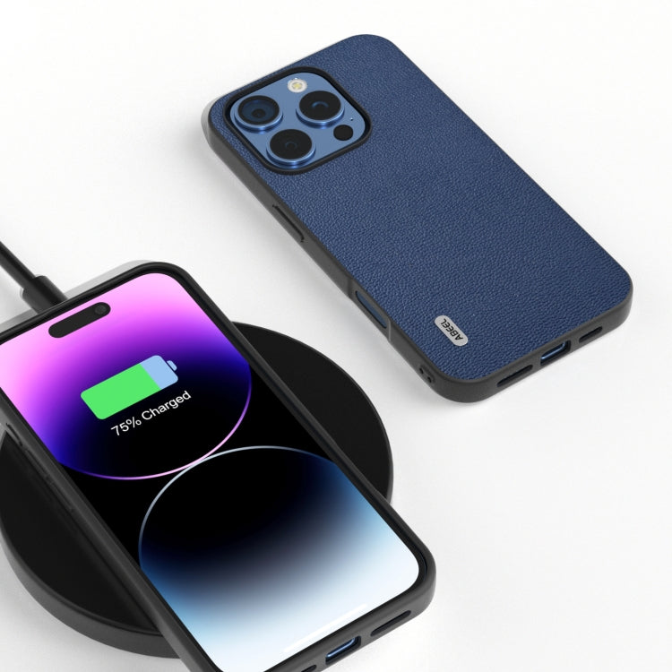 For iPhone 16 Pro Max ABEEL Genuine Leather Luolai Series Phone Case