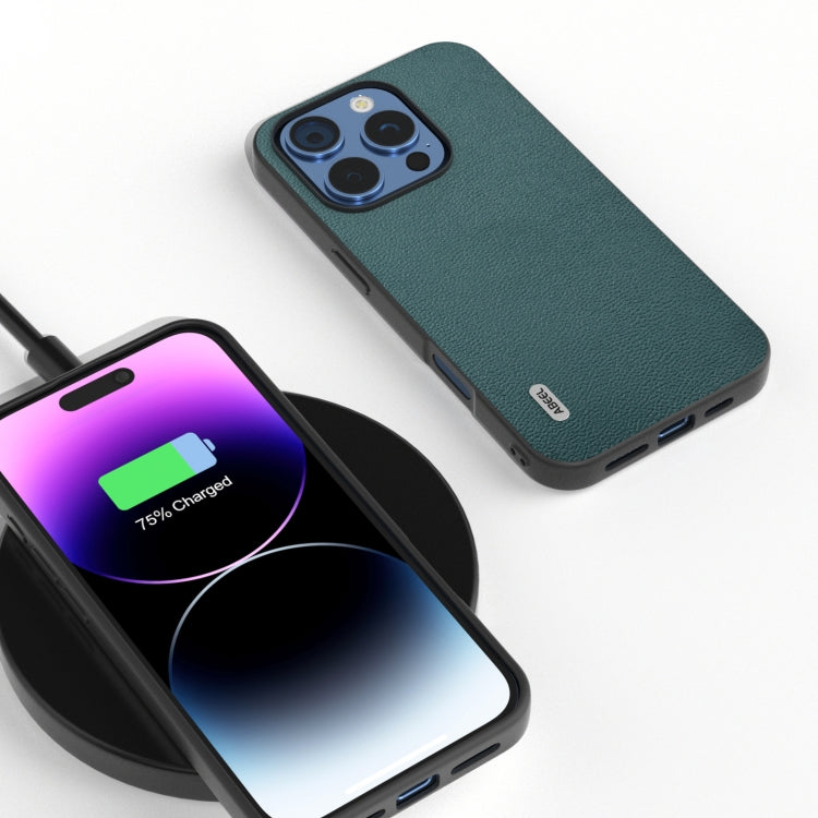 For iPhone 16 Pro ABEEL Genuine Leather Luolai Series Phone Case