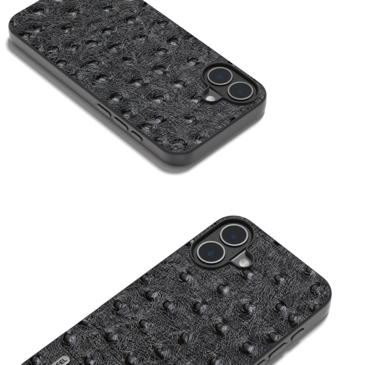 For iPhone 16 ABEEL Genuine Leather Ostrich Texture Phone Case