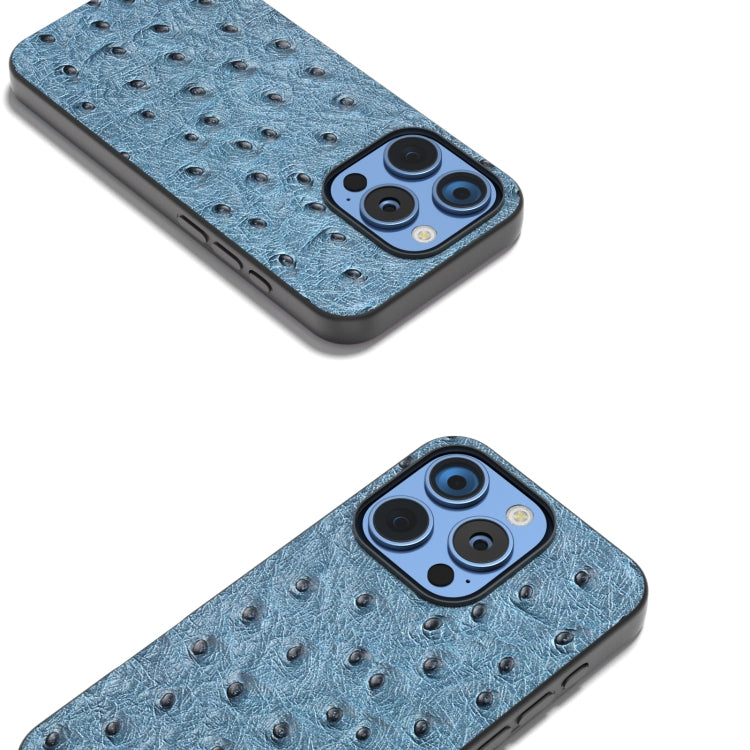 For iPhone 16 Pro ABEEL Genuine Leather Ostrich Texture Phone Case