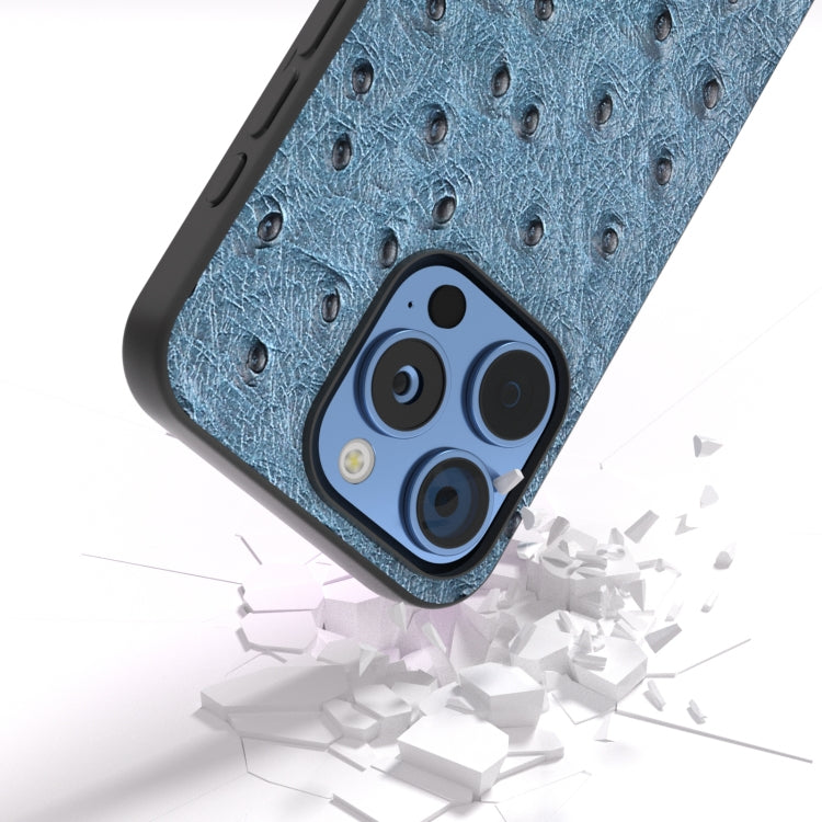 For iPhone 16 Pro ABEEL Genuine Leather Ostrich Texture Phone Case