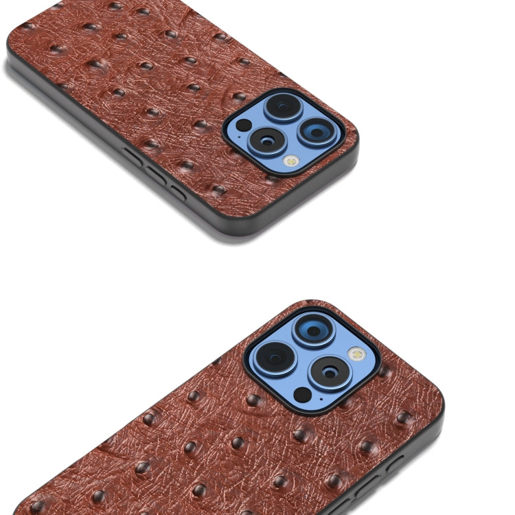 For iPhone 16 Pro ABEEL Genuine Leather Ostrich Texture Phone Case