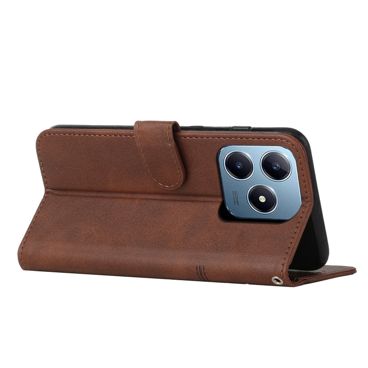 For Realme C63 Stitching Calf Texture Buckle Leather Phone Case
