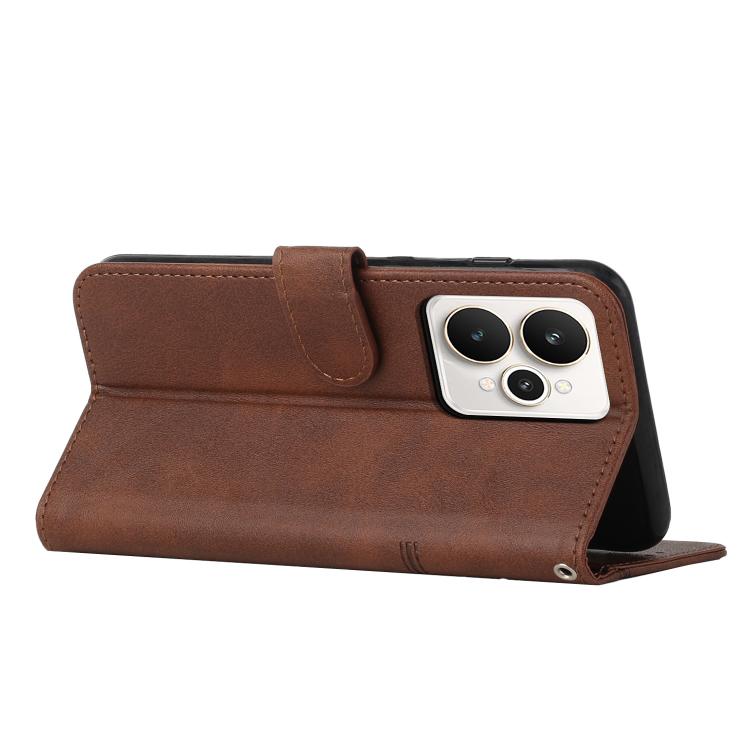 For Realme Narzo 80 Lite 4G Stitching Calf Texture Buckle Leather Phone Case