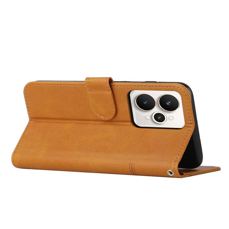 For Realme Narzo 80 Lite 4G Stitching Calf Texture Buckle Leather Phone Case