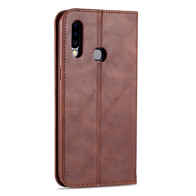 For Samsung Galaxy A20s AZNS Retro Texture Magnetic Horizontal Flip PU Leather Case with Holder & Card Slots & Photo Frame