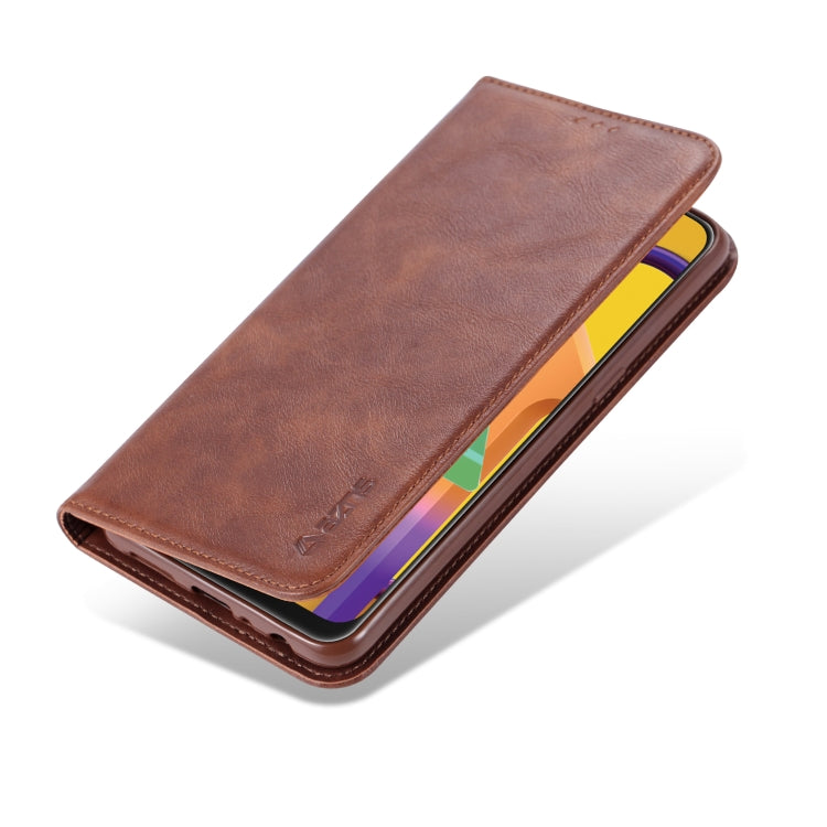 For Samsung Galaxy A20s AZNS Retro Texture Magnetic Horizontal Flip PU Leather Case with Holder & Card Slots & Photo Frame