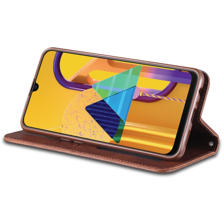 For Samsung Galaxy A20s AZNS Retro Texture Magnetic Horizontal Flip PU Leather Case with Holder & Card Slots & Photo Frame