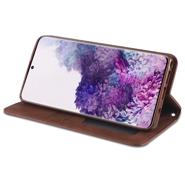 For Samsung Galaxy A81 AZNS Retro Texture Magnetic Horizontal Flip PU Leather Case with Holder & Card Slots & Photo Frame