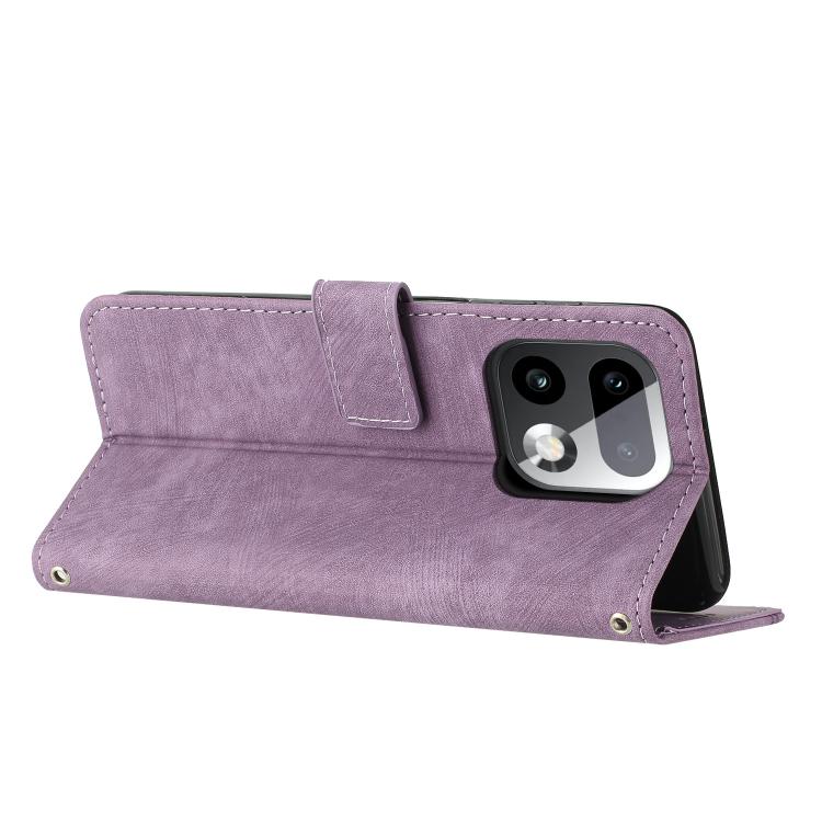 For Realme 16 Pro+ 5G Skin Feel Stripe Pattern Leather Phone Case with Lanyard
