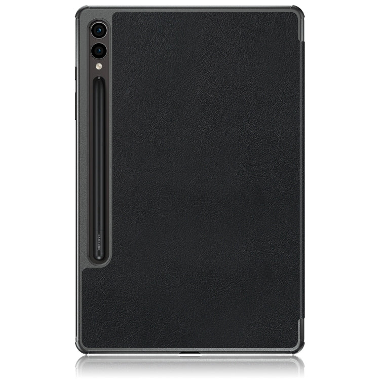 For Samsung Galaxy Tab S9+ Custer Pure Color 3-Fold Holder Smart Leather Tablet Case