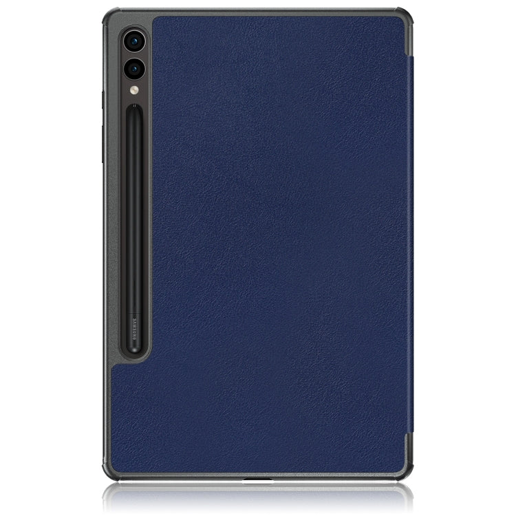 For Samsung Galaxy Tab S9+ Custer Pure Color 3-Fold Holder Smart Leather Tablet Case