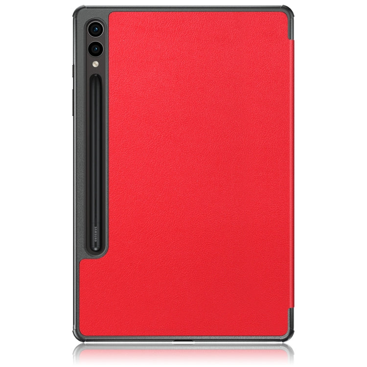 For Samsung Galaxy Tab S9+ Custer Pure Color 3-Fold Holder Smart Leather Tablet Case