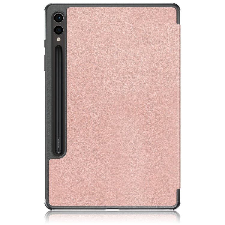 For Samsung Galaxy Tab S9+ Custer Pure Color 3-Fold Holder Smart Leather Tablet Case